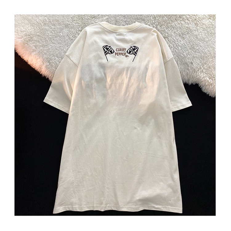 Áo Thun Nữ Ngắn Tay Thêu Chữ Mặt Trước Và Sau Lưng