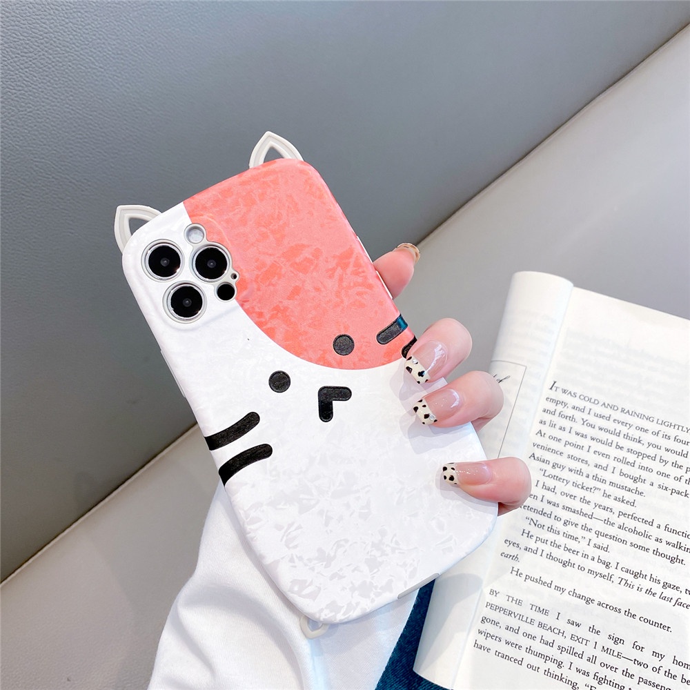 Ốp Điện Thoại TPU Mềm Giả Da Hình Mèo 3D Cho iPhone 11 12 13 14 Pro Max 12Pro 13Pro 14Pro 14Plus X XS Max XR 7 8 Plus