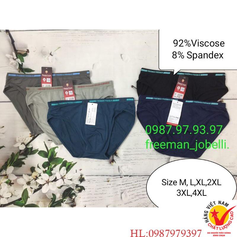 quần xì nam size bình thường đến size đại Freeman 6040-6050,giá cty 69k-bán 45k,quần sịp cotton lụa[hình thật + video