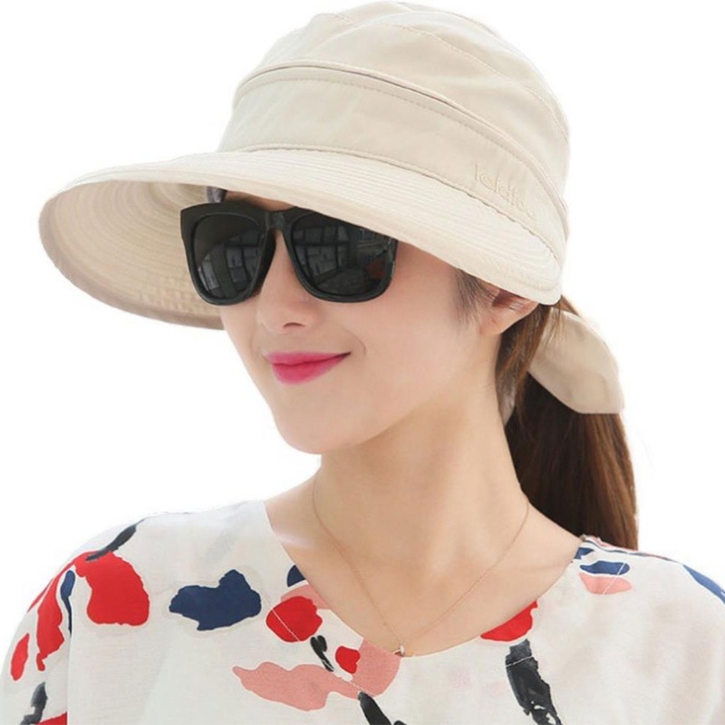 Nón Vải Dệt Màu Trơn Chống Tia UV Mùa Hè Có Thể Biến Đổi Cho Nữ