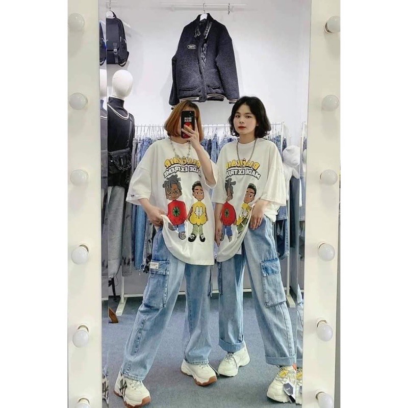 Áo Thun 2 Cậu Bé Unisex, Áo Phông Form Rộng Tay Lỡ