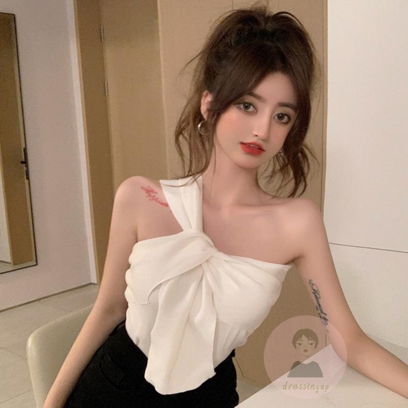 Áo Ba Lỗ Màu Trơn Dáng Ôm Hở Vai Gợi Cảm Cho Nữ