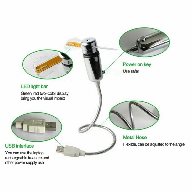 Quạt USB MINI Tích Hợp Đồng Hồ LED Và Cổ Ngỗng Linh Hoạt -kimoanh025