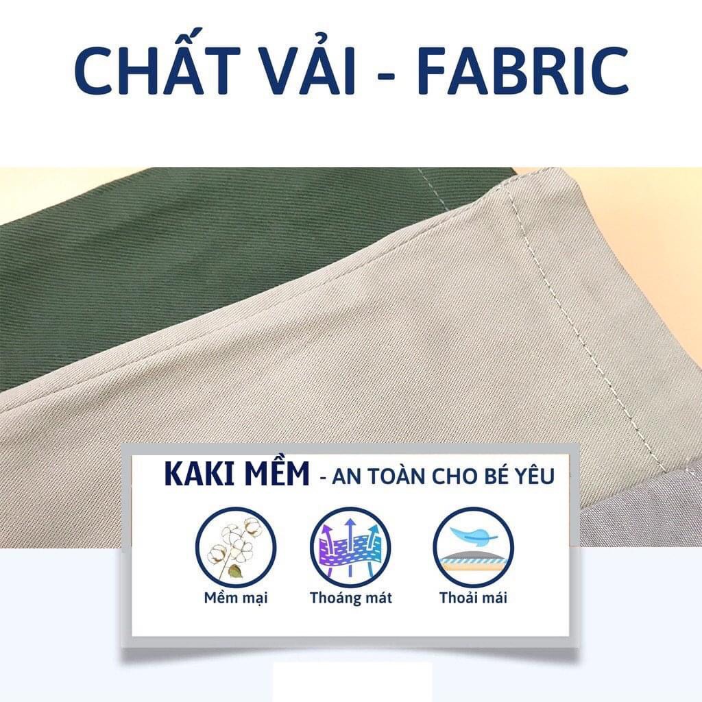 Quần kaki dài, quần dài cho bé kaki chất mềm cạp chun phong cách Hàn Quốc từ 15-35kg