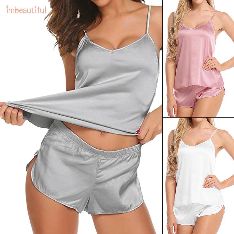 Ladies Women Tops+Shorts Shirts Loungewear Pajamas Trousers Sleepwear 2pcs/set Sleeveless Women Ladies Fashion | BigBuy360 - bigbuy360.vn
