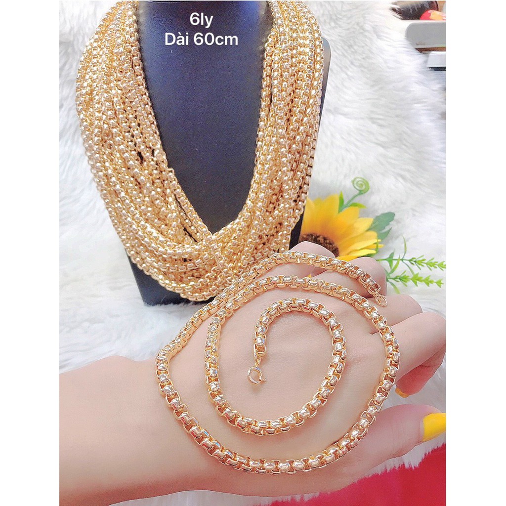 Dây Chuyền Nam Mạ Vàng 18K Đốt Xích 05 ly, 06 ly  - Dài 60 cm - Bền Màu - Hình Shop Tự Chụp - Hoàn tiền nếu sai hình