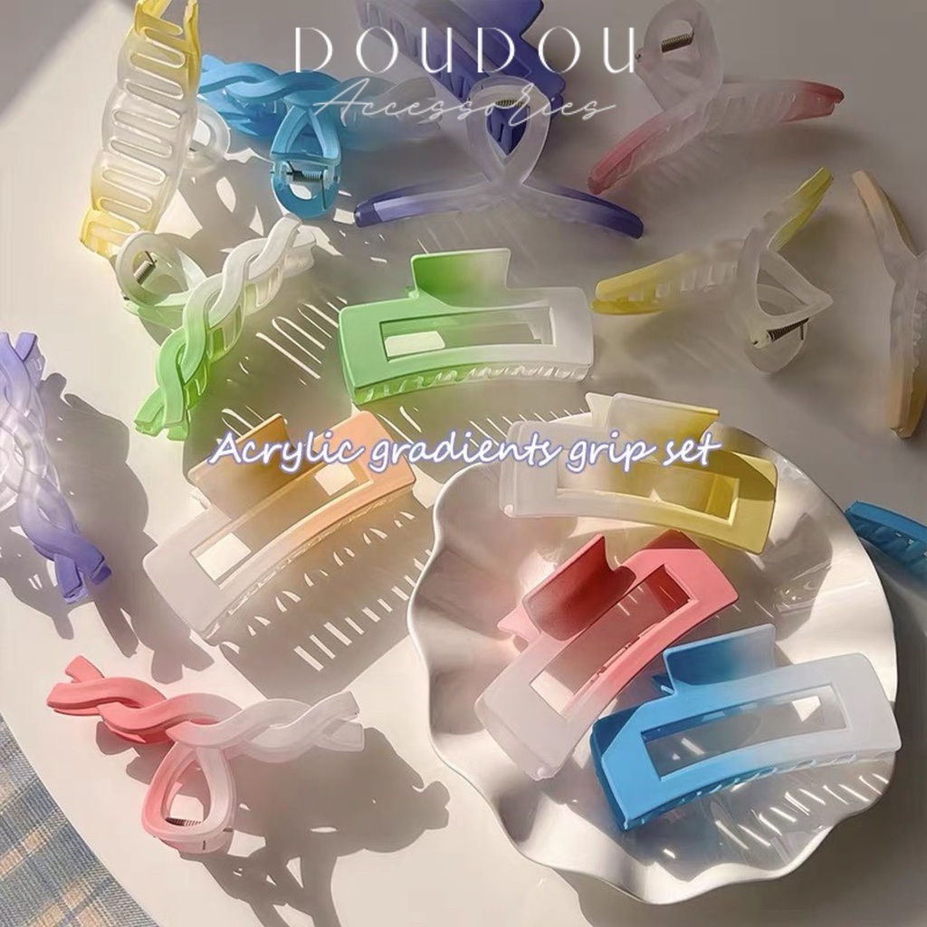 Phụ kiện kẹp tóc xinh DOUDOU Kẹp càng cua Hàn Quốc Cặp tóc nữ lớn hoạ tiết loang màu thời trang ZJ041