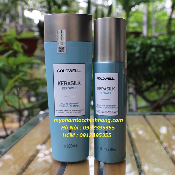 DẦU GỘI TĂNG PHỒNG DẦU XẢ DẠNG BỌT GOLDWELL KERASILK REPOWER VOLUME 250ML-200ML