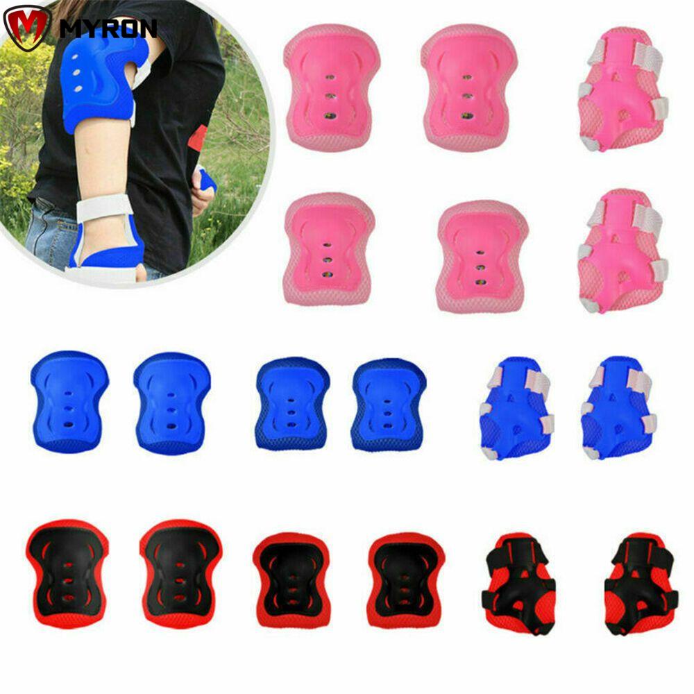 Set 6 miếng đệm bảo vệ đầu gối/khuỷu tay nhiều màu sắc an toàn tiện dụng cho trẻ em khi chơi thể thao ngoài trời