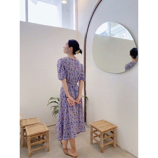 Đầm hoa nhí tím dáng dài