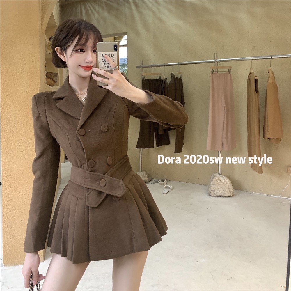 Đầm nữ dáng xòe mini tay dài thu đông Emilyshop