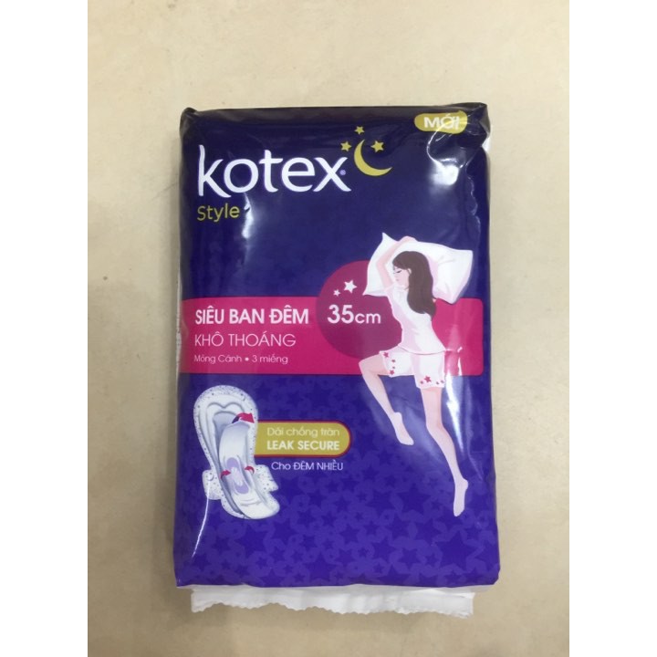 Băng vệ sinh Kotex Style Siêu Ban Đêm 35cm (gói 3 miếng)