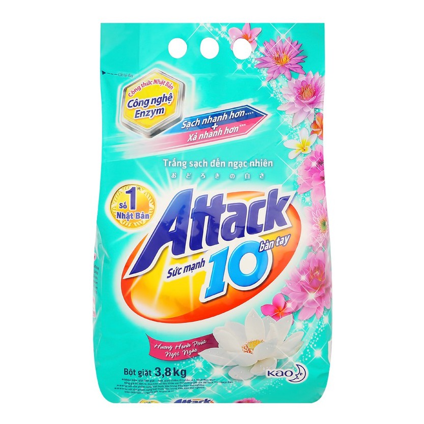 Bột giặt Attack hương hạnh phúc ngọt ngào 3.8kg