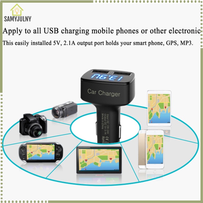 Bộ Sạc USB Kép 4 Trong 1 DC 5V 3.1A Thông Dụng Cho Xe Hơi