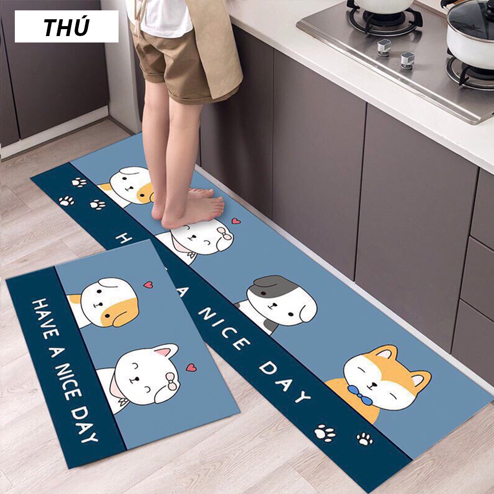 Thảm Bếp Bộ Trải Sàn Nhà Dài Cao Cấp Đẹp Dày Dặn Chống Trơn Trượt Thấm Hút Nhanh: 40x60cm và 40x1m2 KiMi