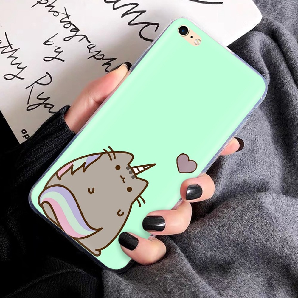 Ốp điện thoại mềm trong suốt hình mèo Pusheen cho iPhone 12 Mini 11 Pro XS Max X XR 231GT