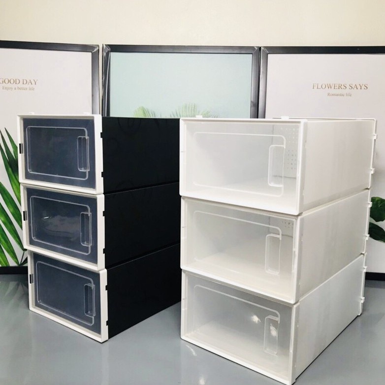 Hộp Đựng Giày Nhựa Cứng Cửa Nam Châm, Hộp Giày Xịn Nắp Trong Suốt Cao Cấp Lắp Ráp Tiện Lợi