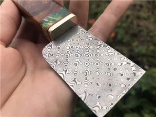 Dao chặt da thủ công handmade thép Damascus
