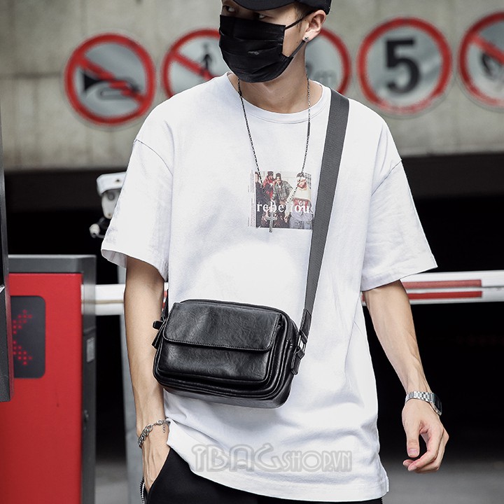 Túi Đeo Chéo Nam  Nhỏ - Chất Liệu Da - Cao Cấp - Màu Đen - Mã DP607 | BigBuy360 - bigbuy360.vn