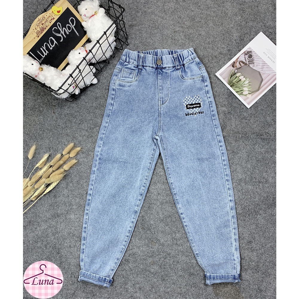 Quần bò jean baggy bé gái mềm, co giãn size 15 - 32kg M2209