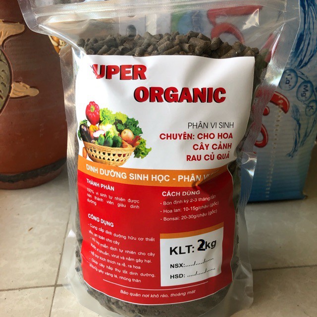 2kg Phân bón vi sinh đậm đặc dạng viên chậm tan cho rau sạch_Super Organic