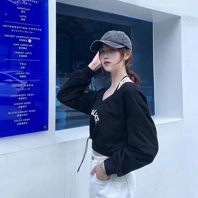 [CÓ ẢNH THẬT] Áo Sweater 2 trong 1 Dáng Croptop Xinh Đẹp, Cá Tính
