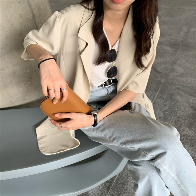 [SẴN SỐ LƯỢNG ÍT] Áo blazer mỏng cộc tay 2 màu pastel style ulzzang Korea (tím/be) | BigBuy360 - bigbuy360.vn