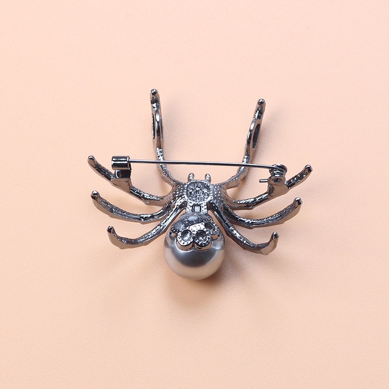 Ghim Cài Áo Hình Nhện Đen Đính Ngọc Trai Thời Trang Hàn Quốc