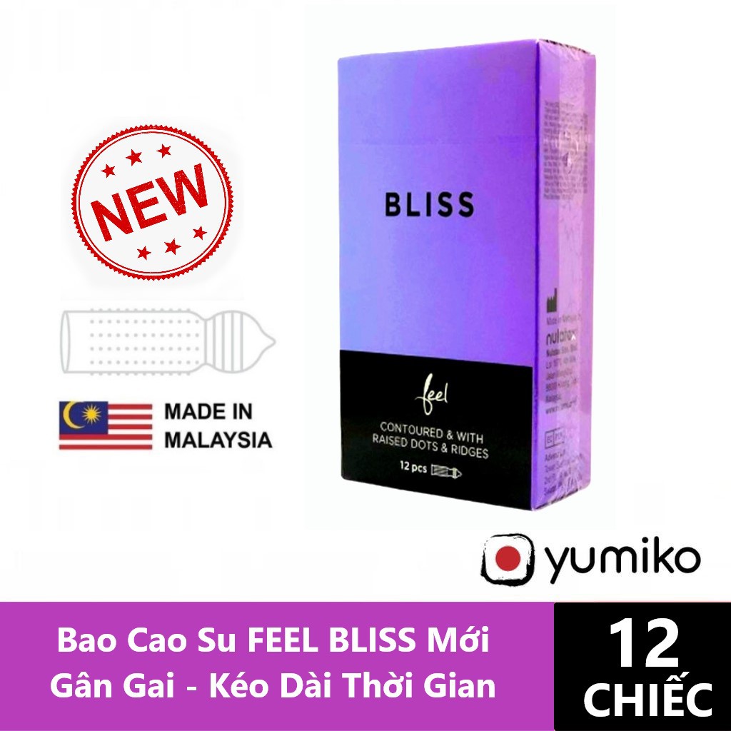 Bao Cao Su GÂN GAI FEEL BLISS, BCS Xuất xứ Malaysia, Hộp 12 bao