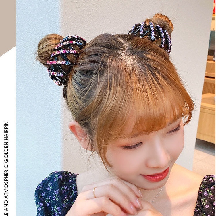 Kẹp Tóc Dạng Móng Vuốt Tạo Hình Tổ Chim Đính Bóng Lông Cho Nữ