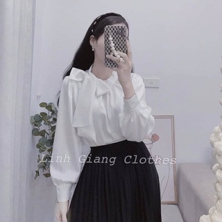 Áo sơ mi lụa nơ