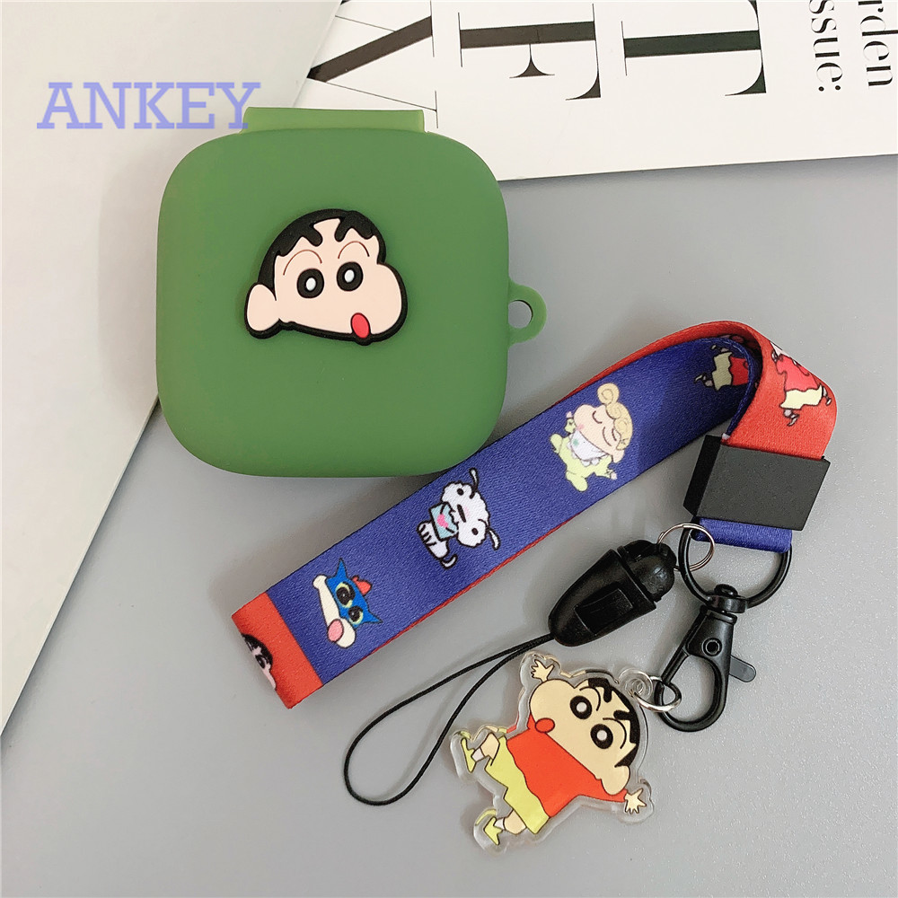 Oppo W51 Case Cute Lovely Crayon Shin-Chan Earphone Cover for Oppo Enco W31 / Enco Free / Enco X Soft Silicone Case with Wristband Hand Strap Anti-shock Case Headphone Wireless Headset Earbuds Waterproof Case Shockproof Protective Skin Protective Shell