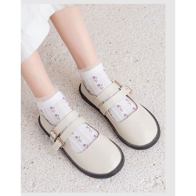 V04/Vớ tất cổ ngắn vintage Hàn Quốc sinh viên retro tất ngắn cotton phụ kiện giày phong cách Nhật Bản Harajuku vải bông