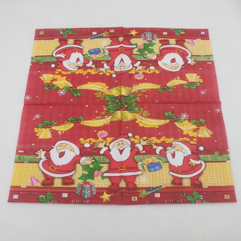 Bộ 20 Khăn Giấy Dùng Một Lần In Họa Tiết Ông Già Noel Kích Thước 33x33cm
