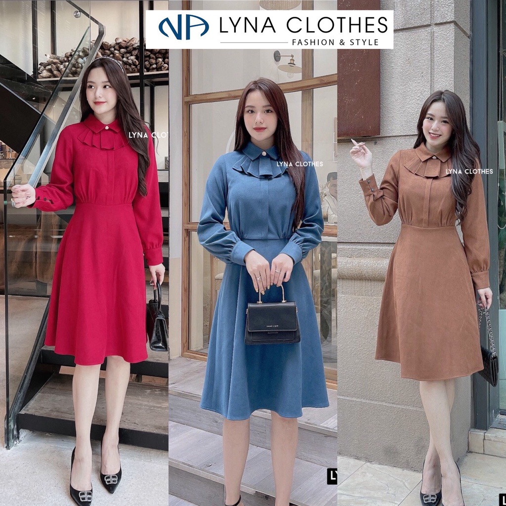 Váy nhung thiết kế tiểu thư thanh lịch, điệu đà cho mùa lễ hội, dáng dài chị em công sở mặc đi làm hay đi chời đều xinh