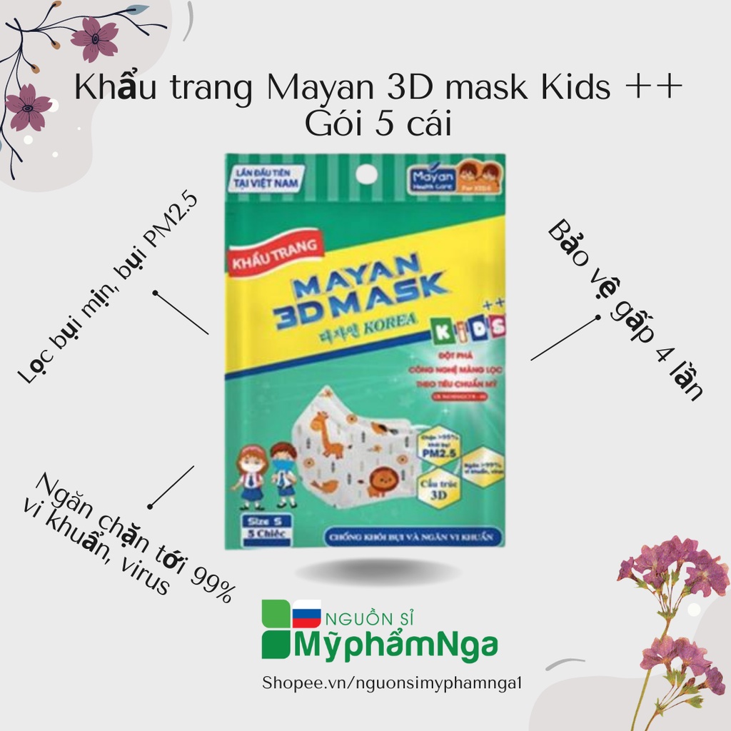 Khẩu trang Mayan 3D mask Kids ++ Gói 5 cái