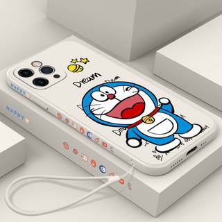 Doraemon Ốp lưng iPhone 12 Pro Max iPhone11 Soft TPU Case+Strap Apple iPhone X XR XS Max Slim Case Cover