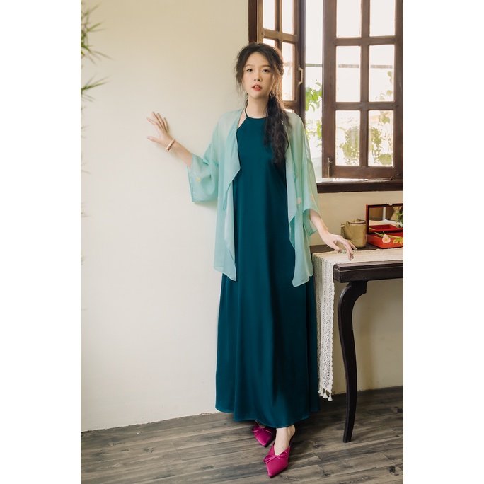 Sumire Store Áo khoác Hoa Thanh - Xanh ngọc