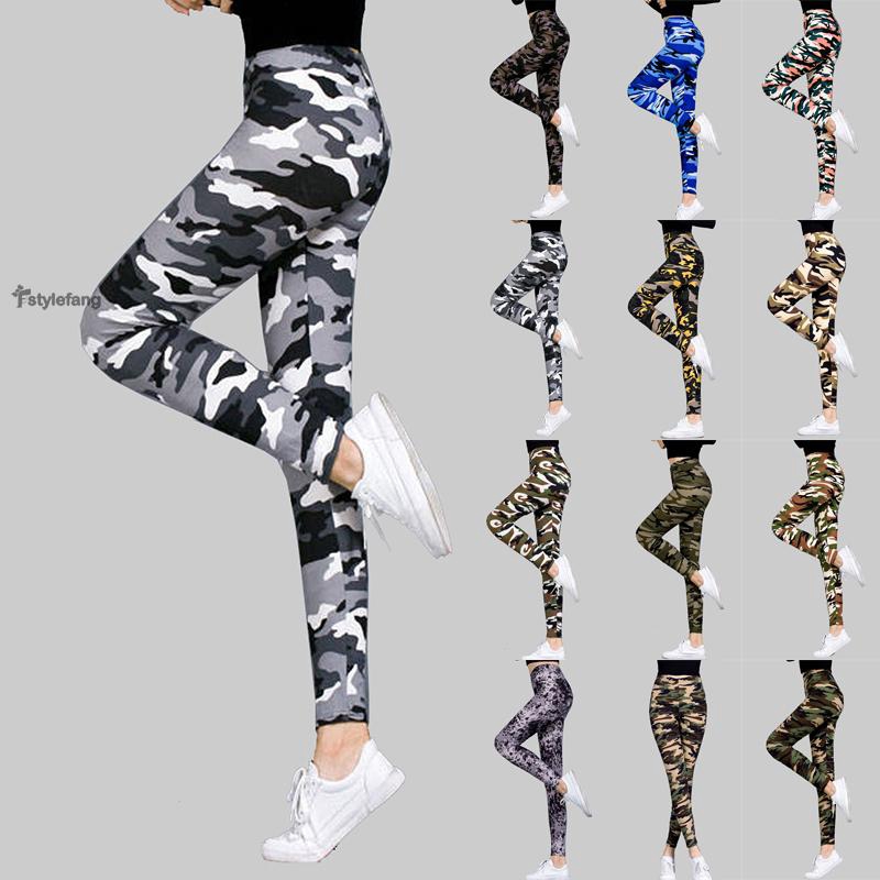 Quần legging nữ tập Yoga co dãn họa tiết rằn ri quân đội gợi cảm