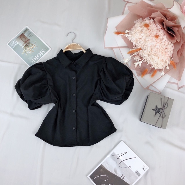 Áo sơmi tay phồng tiểu thư
