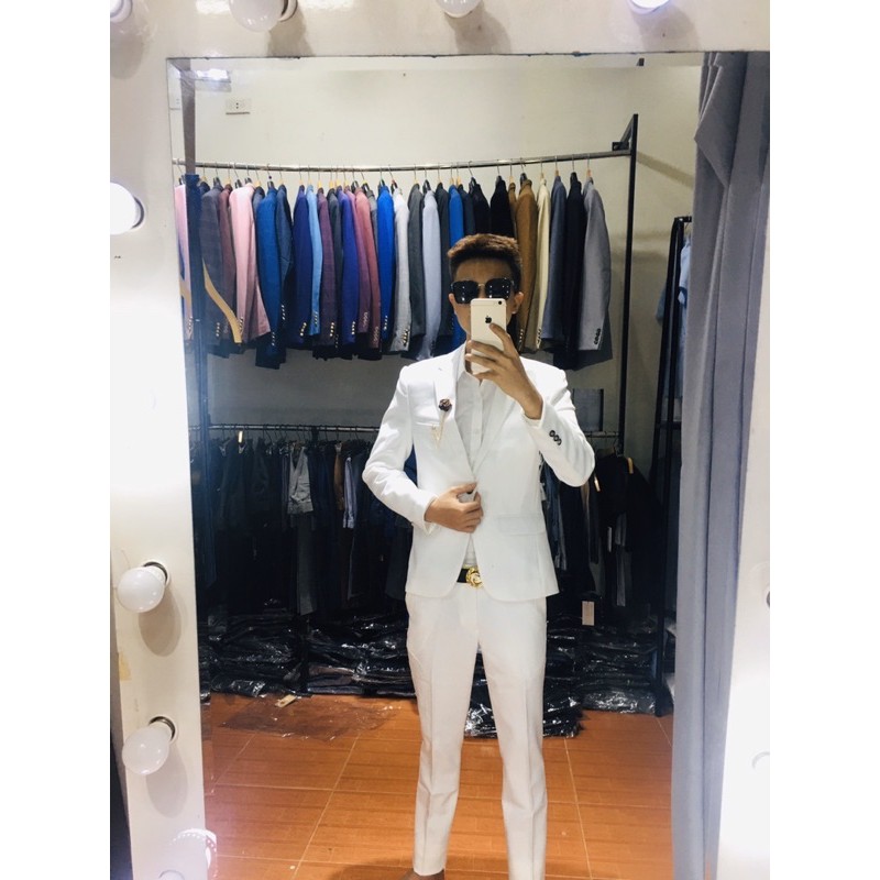 Bộ vest nam,Aó vest nam thời trang ,bộ suit màu trắng cao cấp lịch lãm cho phái mạnh, com lê blaze