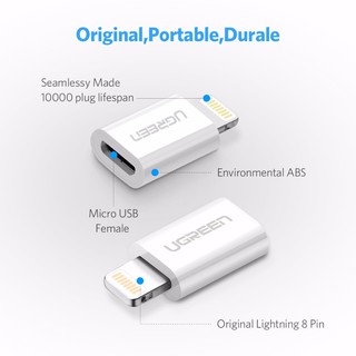 Đầu chuyển đổi cáp sạc lightning UGREEN Micro USB sang 8 Pin