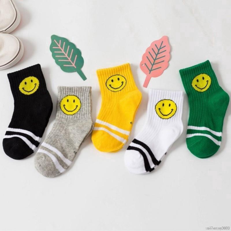 Bộ 5 đôi tất cotton mềm chống trượt in hình hoạt hình cho bé