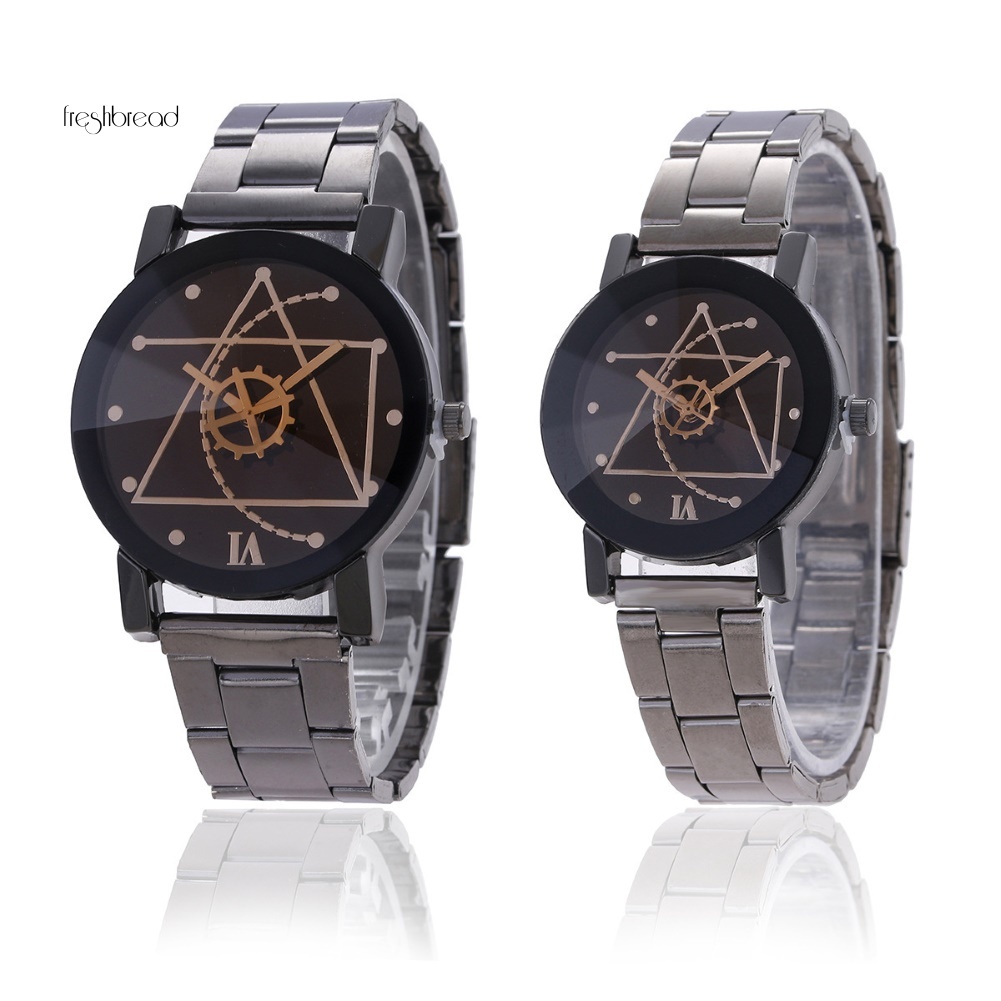 Đồng Hồ Đeo Tay Mặt Tròn Dây Thép Không Gỉ Cho Cặp Đôi