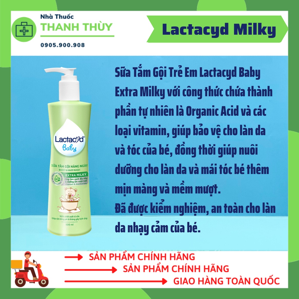 Sữa Tắm Gội Trẻ Em Lactacyd Milky Bảo Vệ, Nuôi Dưỡng Da và Tóc Bé Vượt Trội 500ml