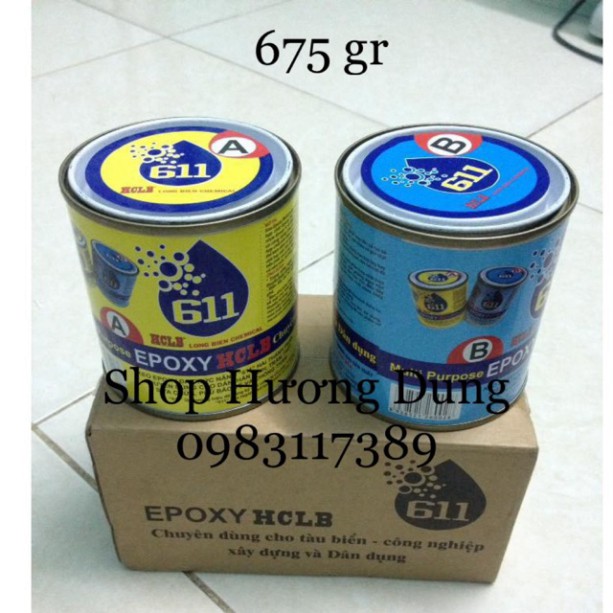 [Hiếu Hà] Keo dán đa năng 611 loại to (dán đá, nhựa, gỗ, kim loại...) epoxy AB 611 dùng cho tàu biển, công nghiệp, xây d