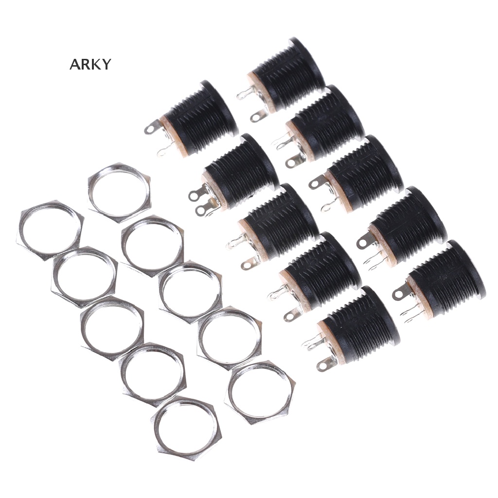 Bộ 10 Đầu Cắm Nguồn DC 022 2.1x5.5 mm PCB Màu Đen