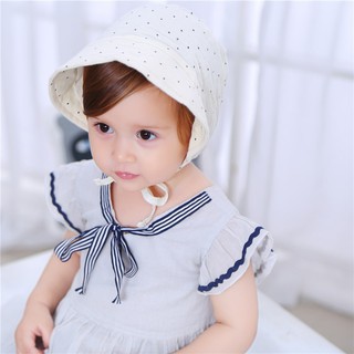 Mũ cotton chấm bi dễ thương cho bé gái