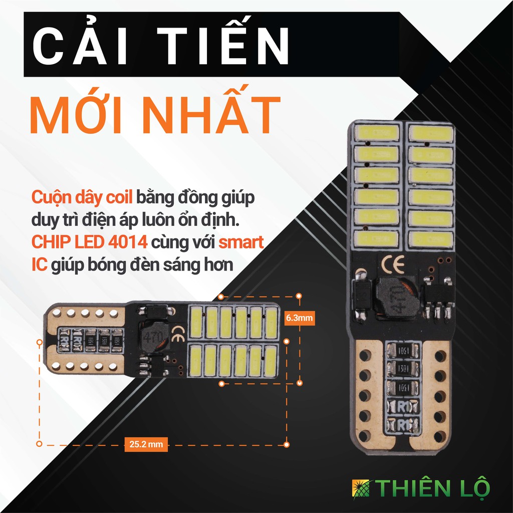 [NÂNG CẤP] Đèn LED xi nhan T10 demi 24 SMD 4014 SMART IC cực sáng của Thiên Lộ dành cho ô tô xe máy