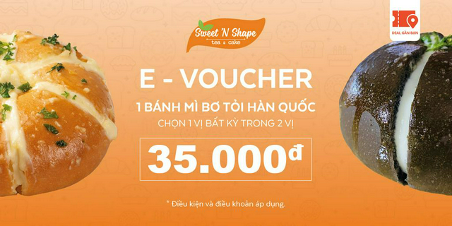 E-voucher sweet 'n shape 1 bánh mì bơ tỏi hàn quốc